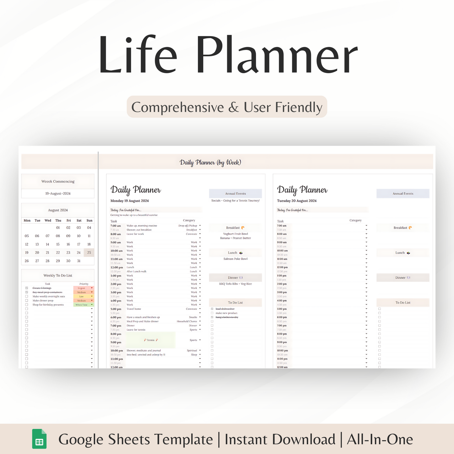 Life Planner Spreadsheet