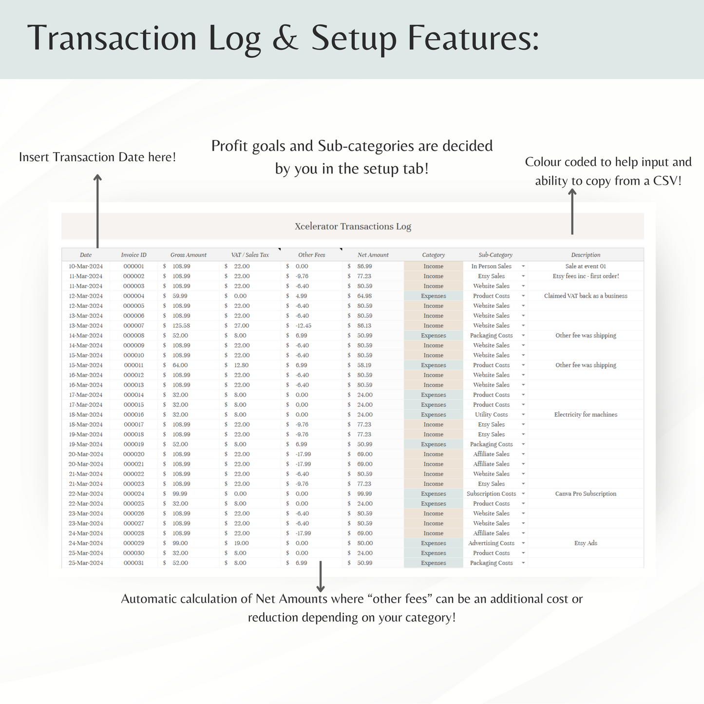 Small Business Bookkeeping Spreadsheet