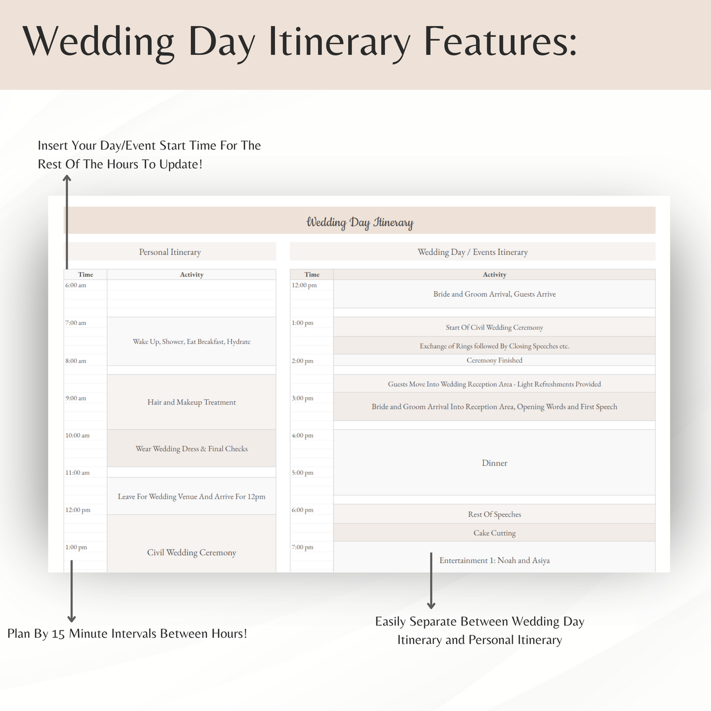 Wedding Planner Spreadsheet