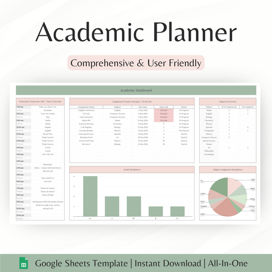 Academic Planner Spreadsheet