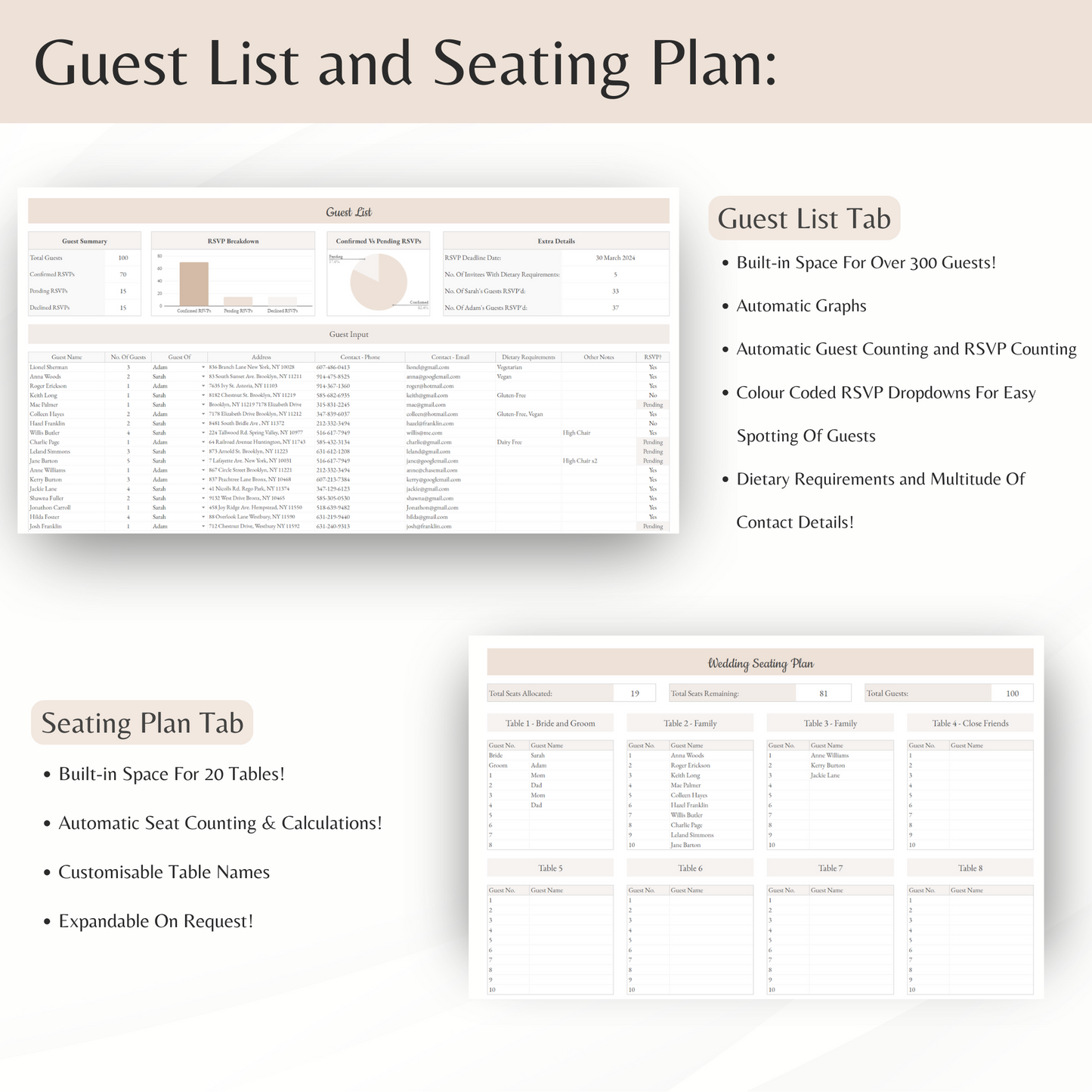 Wedding Planner Spreadsheet