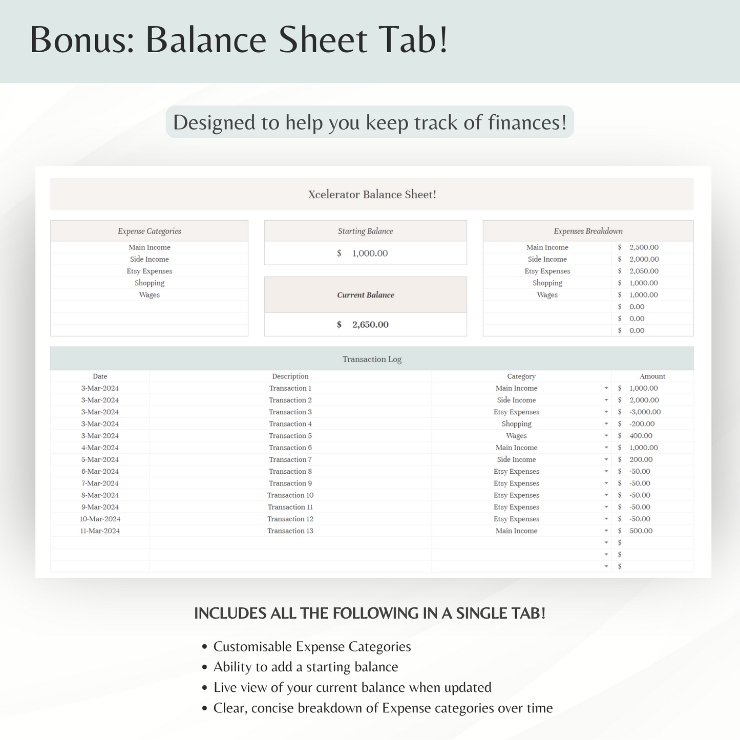 Small Business Bookkeeping Spreadsheet